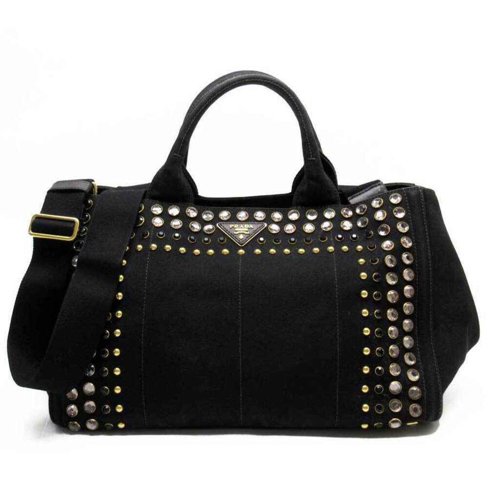 Prada Canapa handbag crossbody shoulder bag clear canvas rhinestones favorite - Picture 1 of 3